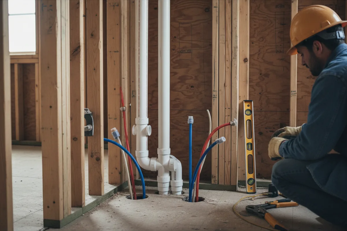 Drain and supply rough-in during Leak Detection in Pearland