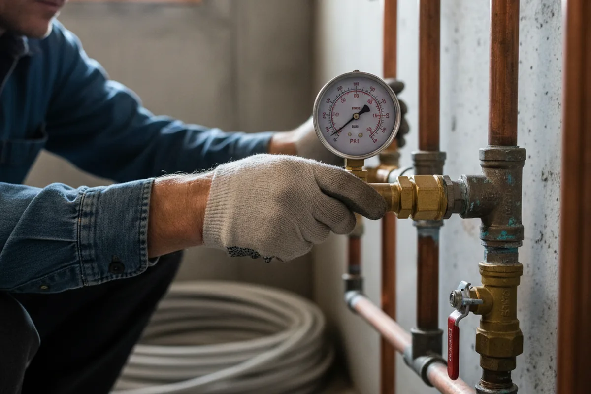 Pressure testing a repaired line during Water Line Repair in Pearland